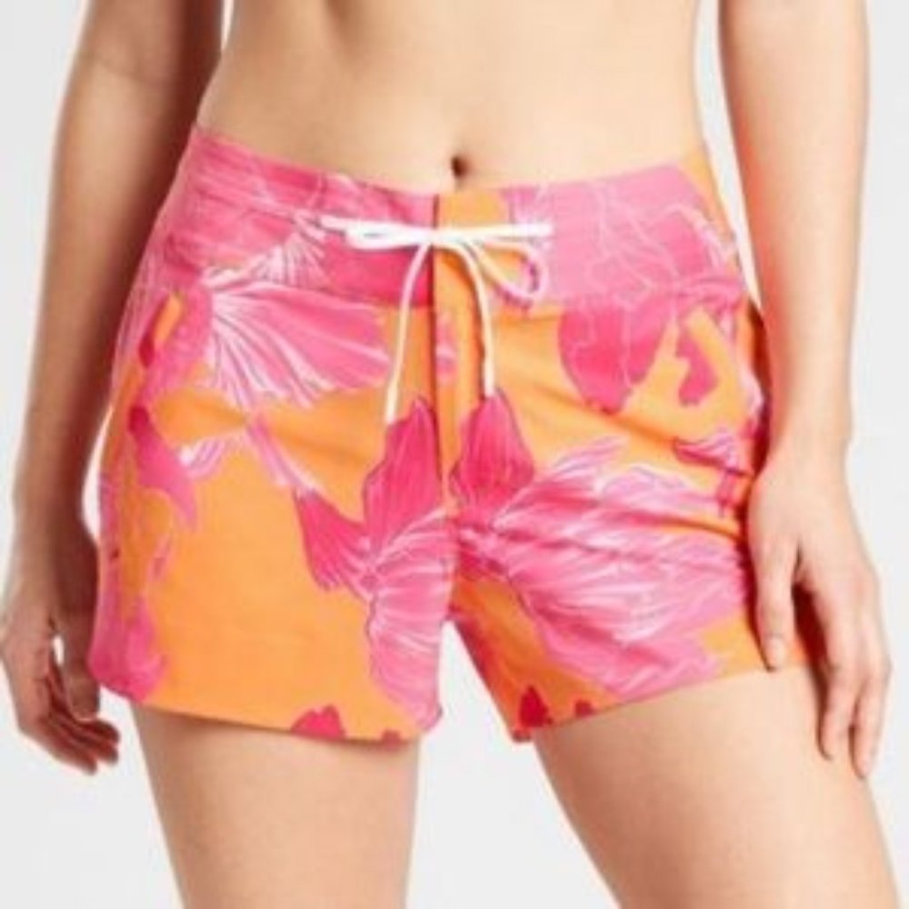 Athleta Pink and Orange Floral Athletic Shorts